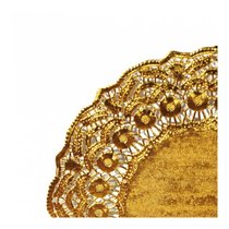 Салфетка ажурная золотая d 24 см, металлизированная целлюлоза, 100 шт, Garcia de Pou - Garcia De Pou