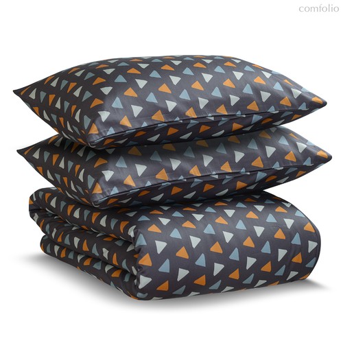 Комплект постельного белья из сатина мятного цвета с принтом Triangles из коллекции Wild, 150х200 см - Tkano