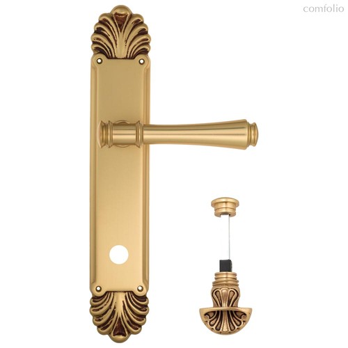 Дверная ручка Venezia Callisto WC-4 на планке PL87 французское золото + коричневый - Venezia Collezione