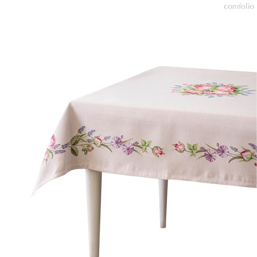 Скатерть Mix&Match Home Розовое утро 140х240 см, гобелен, бежевая - Mix&Match