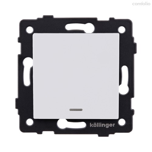 Выключатель кнопочный 1-клавишный 10А/250В с LED подсветкой, белый матовый Kollinger REA-S-013WM для Aspekt, Eleganz, Reflex - Kollinger