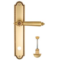 Дверная ручка Venezia Castello WC-2 на планке PL98 французское золото + коричневый - Venezia Collezione