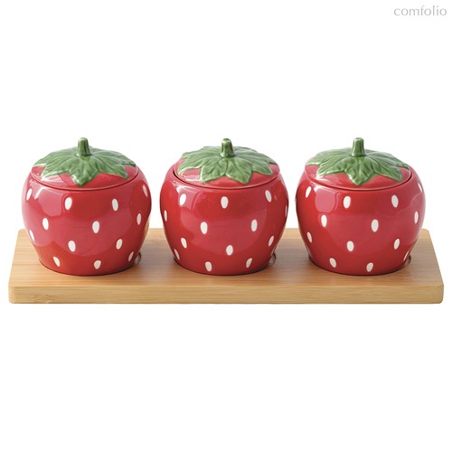 Набор банок для хранения на подставке Jardin Des Fraise, 3шт. - Easy life