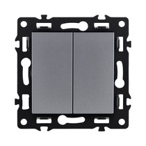 Выключатель 2-клавишный проходной 10А/250В, серый Kollinger Asthetik AS-005GY - Kollinger