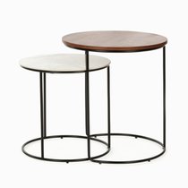 Набор кофейных столов Peyton диаметр 52/45, цвет белый/коричневый/черный - Cosmo