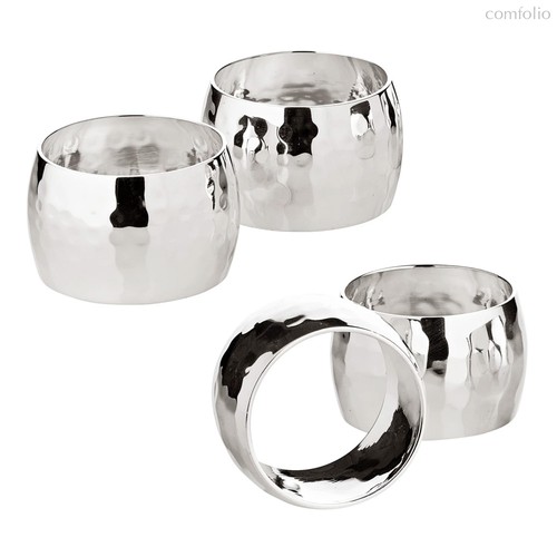 Набор колец для салфеток Edzard Флюкс d4хh4 см, круглые, 4 шт, посеребрение - Edzard