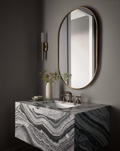 Золотое овальное зеркало Рейли, цвет золотой - Louvre Home