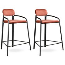Набор из 2 полубарных стульев Ror, Round, велюр, черный/темно-красный - Latitude