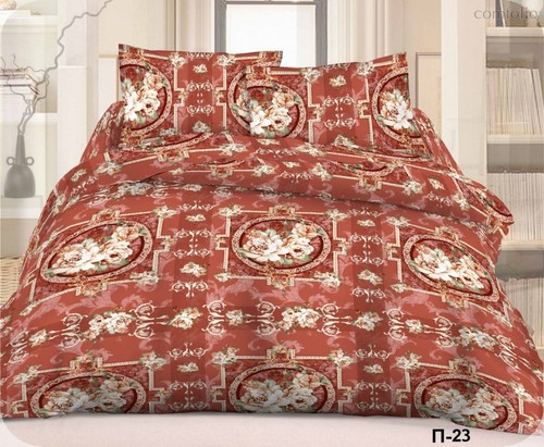 Комплект постельного белья П-23, цвет красный, Семейный - Valtery
