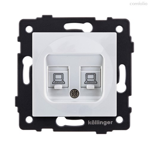 Розетка двойная Ethernet RJ45 Cat.6, белый Kollinger REA-019WH для Aspekt, Eleganz, Reflex - Kollinger