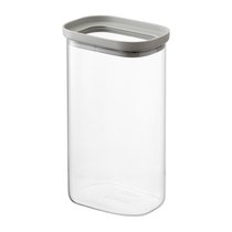 Банка для хранения прямоугольная Vacuum Glass, 1,25 л, светло-серая - Smart Solutions
