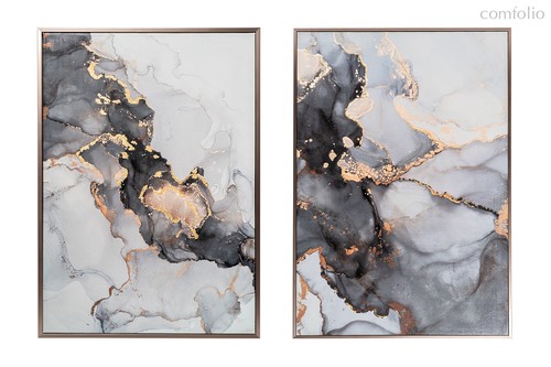 Постеры "Мрамор. Диптих-1" (2шт)x70x100см, багет кэнвес, с поталью - Garda Decor
