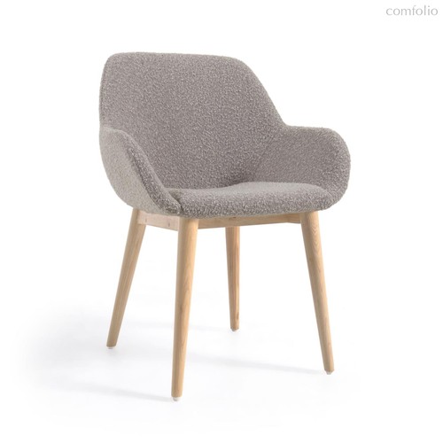 Стул Konna из светло-серой ткани букле с ножками из массива ясеня - La Forma