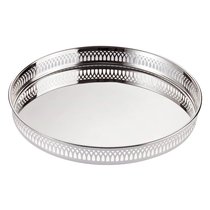 Поднос сервировочный круглый Edzard Делфи d30хh3,5 см, посеребрение - Edzard