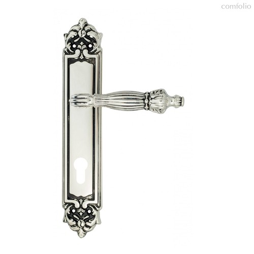 Дверная ручка Venezia Olimpo CYL на планке PL96 натуральное серебро + черный - Venezia Collezione