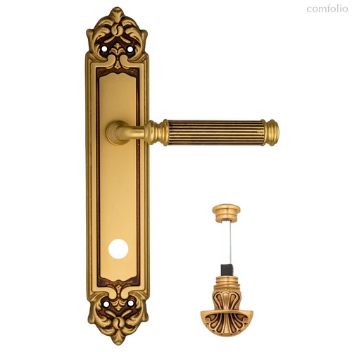 Дверная ручка Venezia Mosca WC-4 на планке PL96 французское золото + коричневый - Venezia Collezione