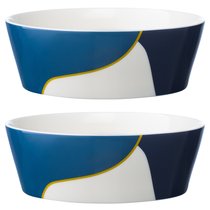 Набор из двух салатников синего цвета с авторским принтом из коллекции Freak Fruit, 16см - Tkano