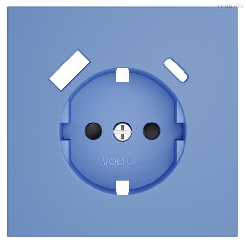 Накладка для розетки с заземлением и защитными шторками, с USB A+C, S70 деним - Voltum