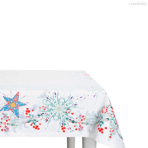 Скатерть прямоугольная Mix&Match Home Счастливая звезда 168х350 см, хлопок, белая с принтом - Mix&Match