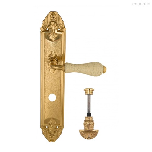 Дверная ручка Venezia Colosseo белая керамика паутинка WC-4 на планке PL90 полированная латунь - Venezia Collezione