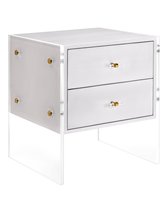 Прикроватная тумба с серой шагреневой кожей Берк, цвет серый - Louvre Home