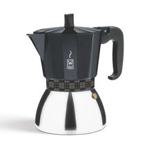 Кофеварка гейзерная на 3 чашки BRA Deluxe Induction, алюминий, черная, для индукции - BRA