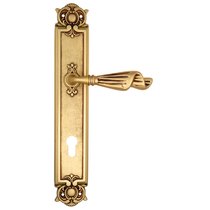 Дверная ручка Venezia Opera CYL на планке PL97 французское золото + коричневый - Venezia Collezione