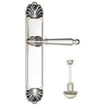 Дверная ручка Venezia Pellestrina WC-2 на планке PL87 натуральное серебро + черный - Venezia Collezione