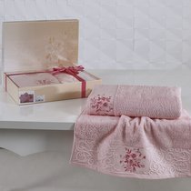 Комплект махровых полотенец "KARNA" VIOLA 50x90-70х140 см, цвет светло-розовый, 50x90, 70x140 - Bilge Tekstil