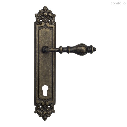 Дверная ручка Venezia Gifestion CYL на планке PL96 античная бронза - Venezia Collezione
