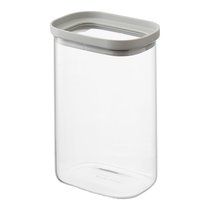 Банка для хранения прямоугольная Vacuum Glass, 1,5 л, светло-серая - Smart Solutions