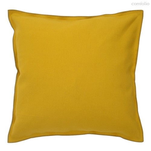 Чехол на подушку из фактурного хлопка горчичного цвета с контрастным кантом из коллекции Essential, 45х45 см - Tkano