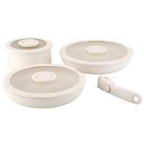 Набор посуды для приготовления со съемной ручкой Smart Ceramic, 7 предметов, цвета топленого молока - Smart Solutions