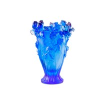 Ваза Decor de Table Pate de Verre Cristal Ирисы 32 см, хрустальное тесто, кобальтово-синяя, п/к - Decor De Table