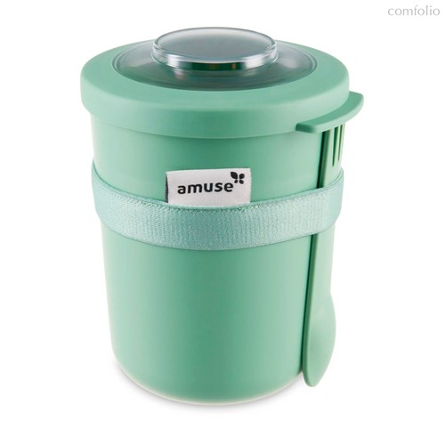 Ланч-бокс круглый Amuse Tylla 600 мл, 2 уровня, 10,4х14,2 см, пластик, зеленый - Amuse
