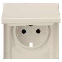 Лицевая панель для розетки 2к+з с крышкой 35634 MC, кремовый сатин - Rikett