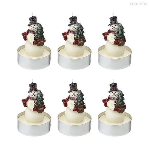 Набор декоративных свечей Festive snowman из коллекции New Year Essential, 6 шт. - Tkano