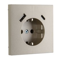 Розетки и выключатели: Розетка с з/к 16А 250В, с устройством зарядным USB (A+C) 3,4А, шампань, Superior - Kanlux