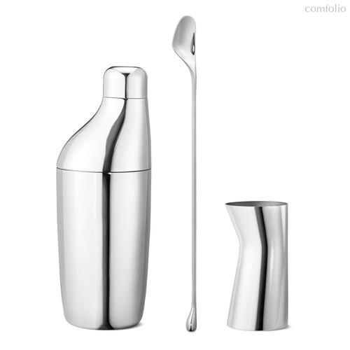 Набор для приготовления коктейлей Georg Jensen Скай шейкер 0,5 л, барная ложка 28 см, джиггер 36мл - Georg Jensen