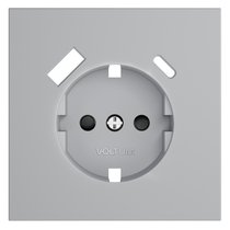 Накладка для розетки с заземлением и защитными шторками, с USB A+C, S70 серый - Voltum
