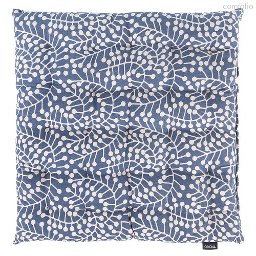 Подушка на стул темно-синего цвета с принтом Спелая Смородина из коллекции Scandinavian touch, 40х40 см - Tkano