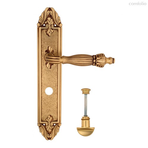 Дверная ручка Venezia Olimpo WC-2 на планке PL90 французское золото + коричневый - Venezia Collezione