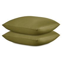 Набор наволочек из премиального сатина оливкового цвета из коллекции Essential, 70х70 см - Tkano