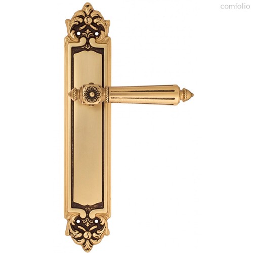 Дверная ручка Venezia Castello на планке PL96 французское золото + коричневый - Venezia Collezione