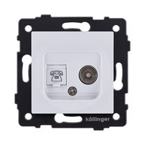 Розетка двойная TV (мама) + телефонная розетка RJ11, белый Kollinger REA-013WH для Aspekt, Eleganz, Reflex - Kollinger