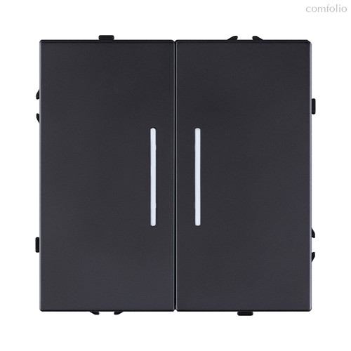 Выключатель 2-клавишный 10А/250В с LED подсветкой, черный матовый Kollinger Eclipse EC-010BK - Kollinger