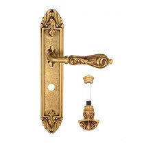 Дверная ручка Venezia Monte Cristo WC-4 на планке PL90 французское золото + коричневый - Venezia Collezione