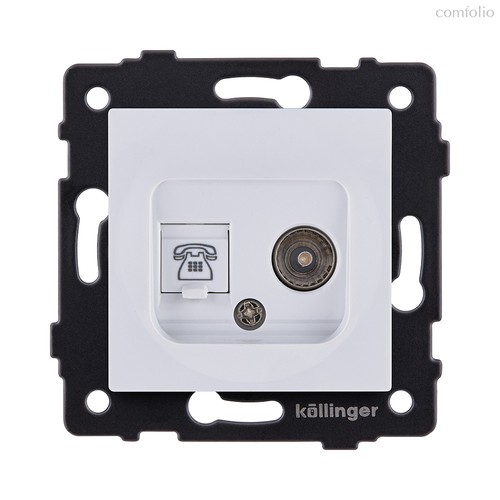 Розетка двойная TV (мама) + телефонная розетка RJ11, белый Kollinger REA-013WH для Aspekt, Eleganz, Reflex - Kollinger