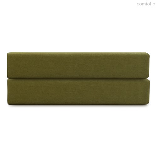 Простыня на резинке из премиального сатина оливкового цвета из коллекции Essential, 180х200х30 см - Tkano