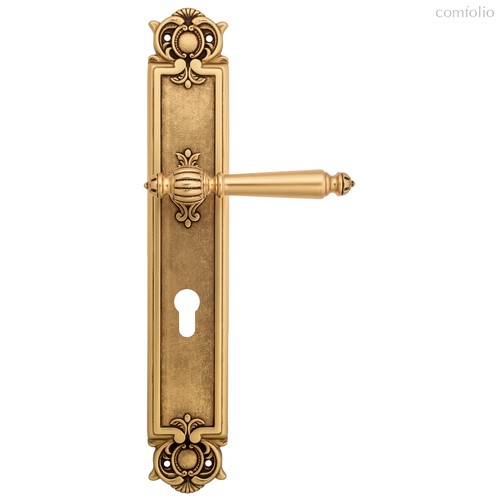 Дверная ручка Venezia Pellestrina CYL на планке PL97 французское золото + коричневый - Venezia Collezione